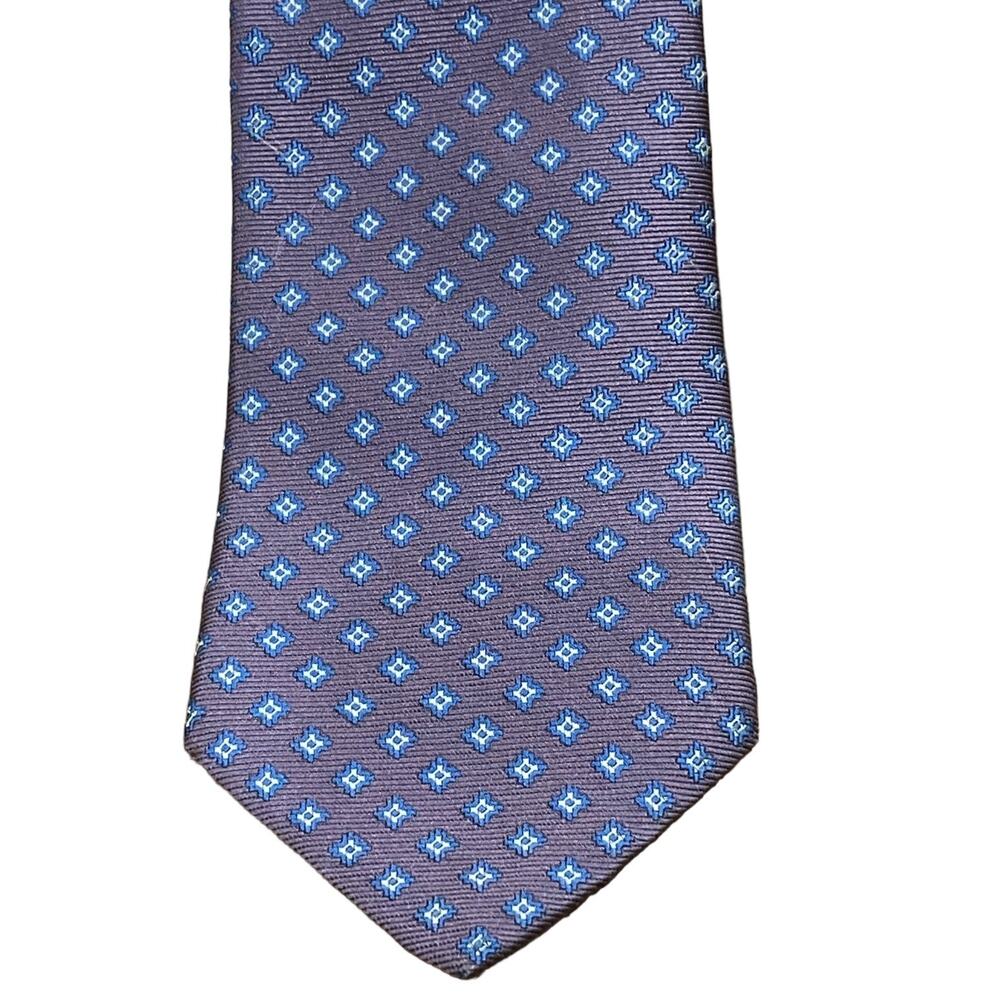Brooks Brothers Purple Tie with Blue Geometric Pattern